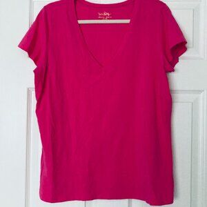 Lilly Pulitzer Womens XL Pima Cotton Michele Top in Capri Pink Stretch MINT